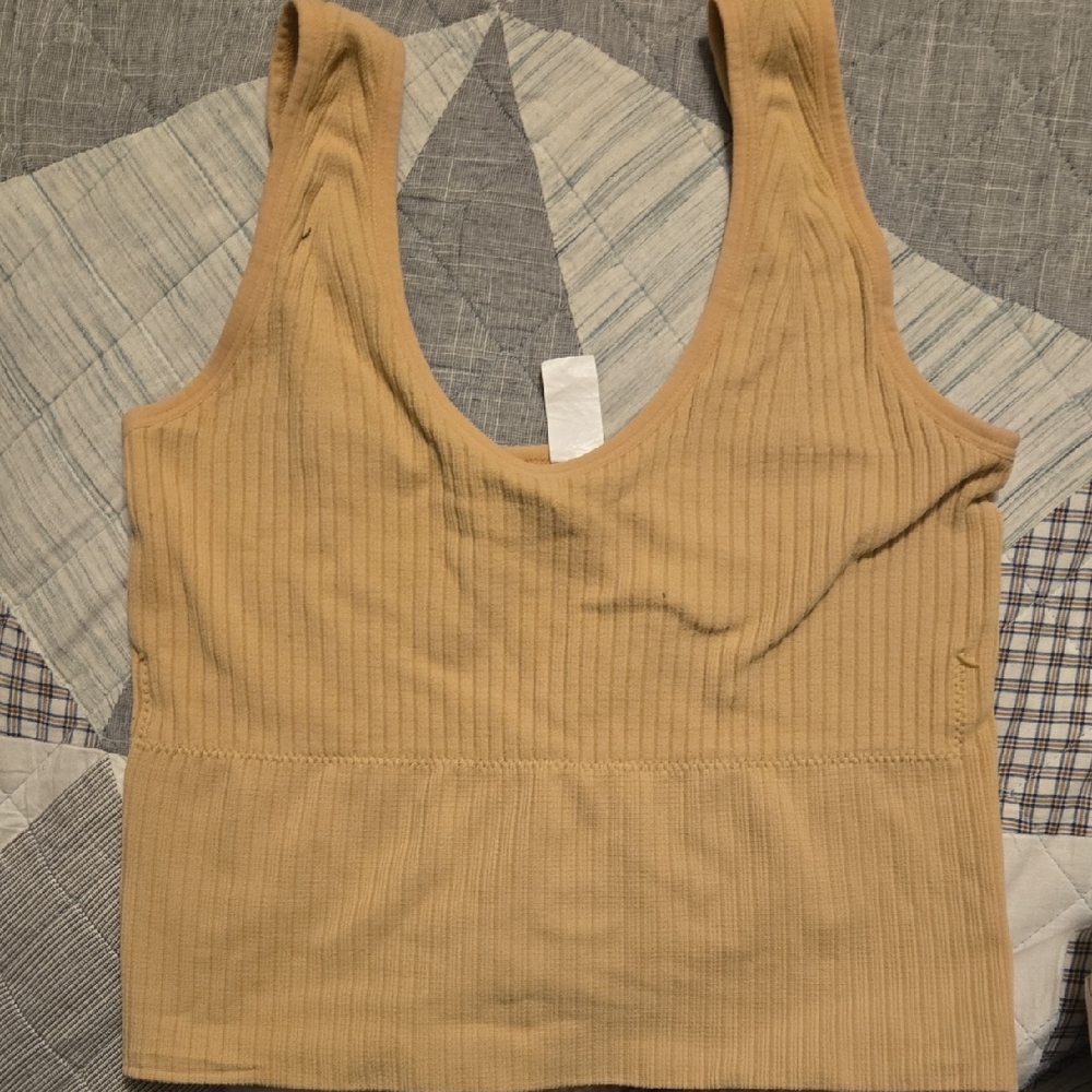 Tan Ribbed Women's Top